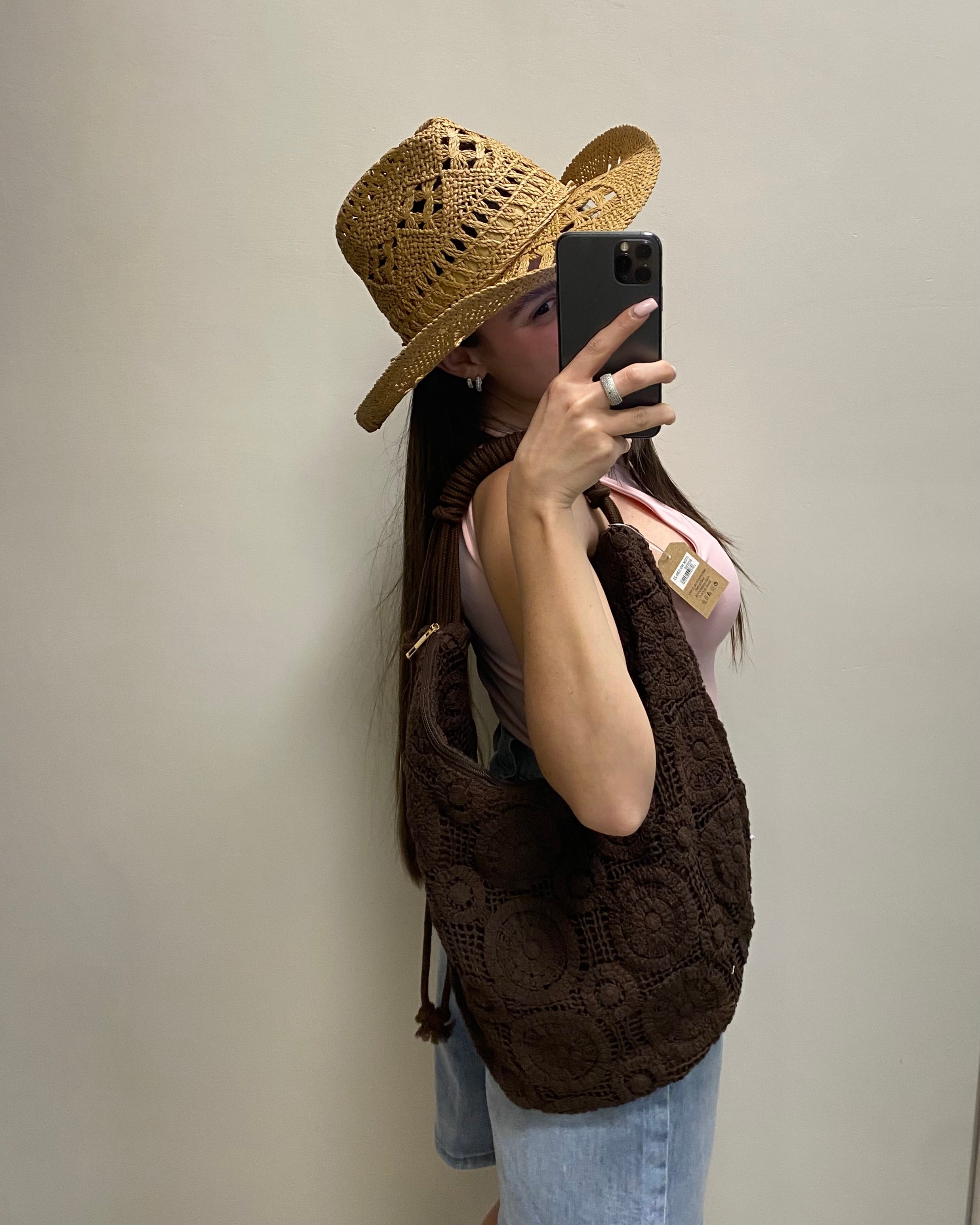 Borsa macramé marrone