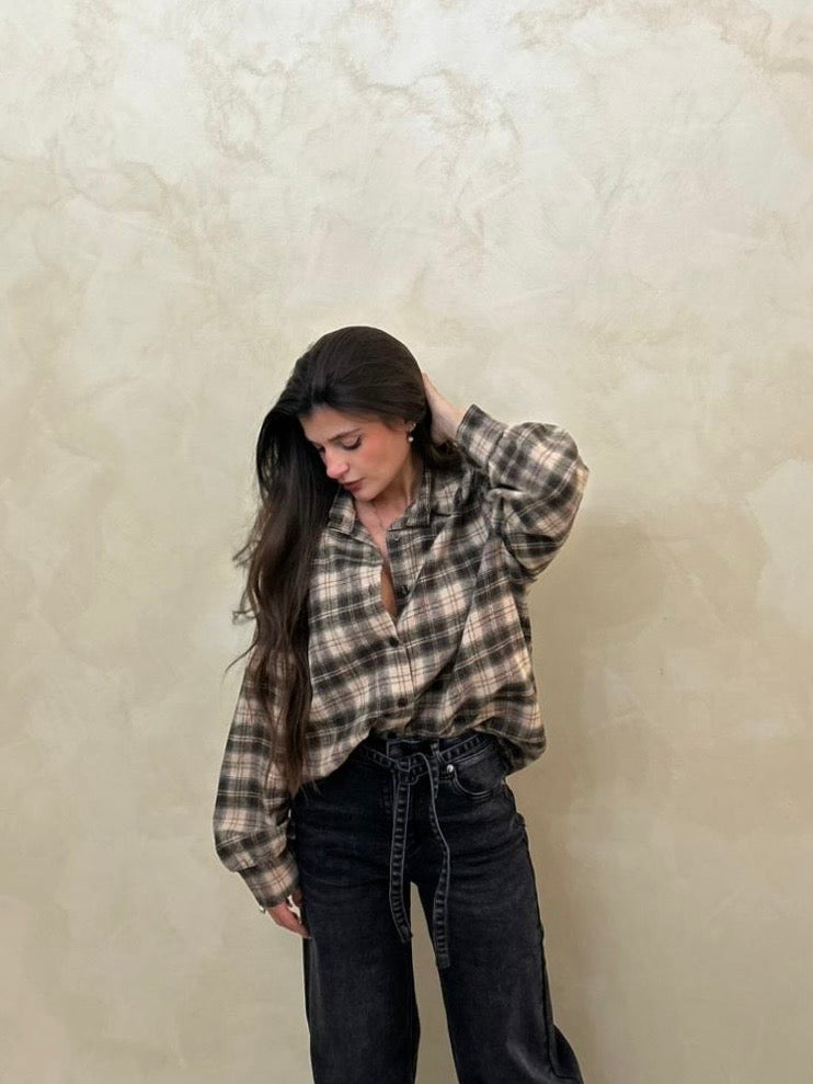 Camicia Flan marrone e beige