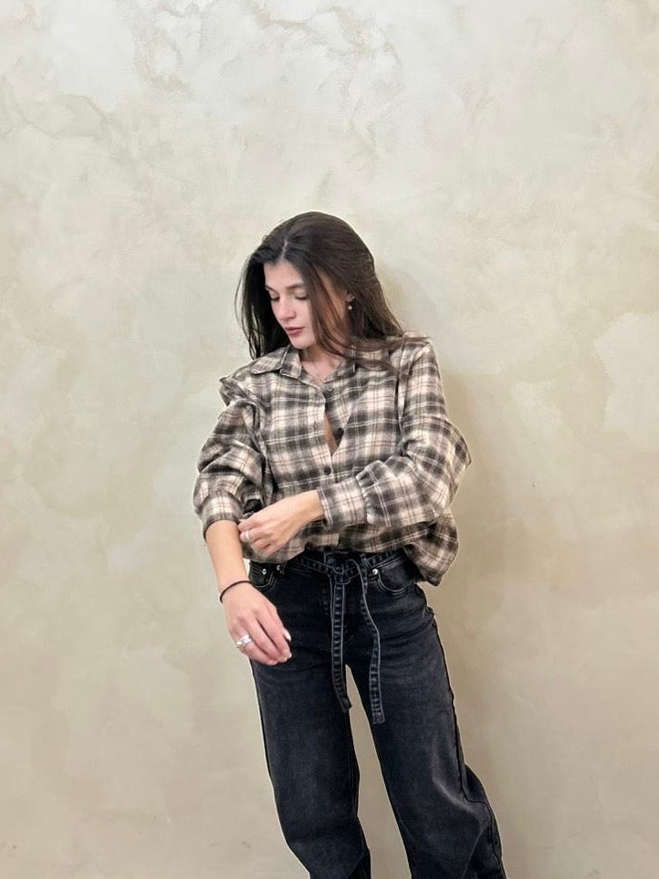 Camicia Flan marrone e beige