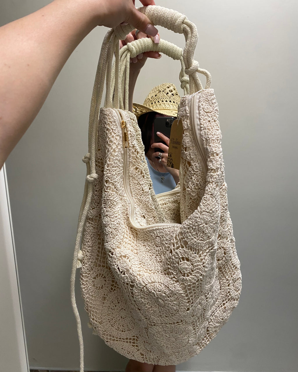 Borsa macramé panna