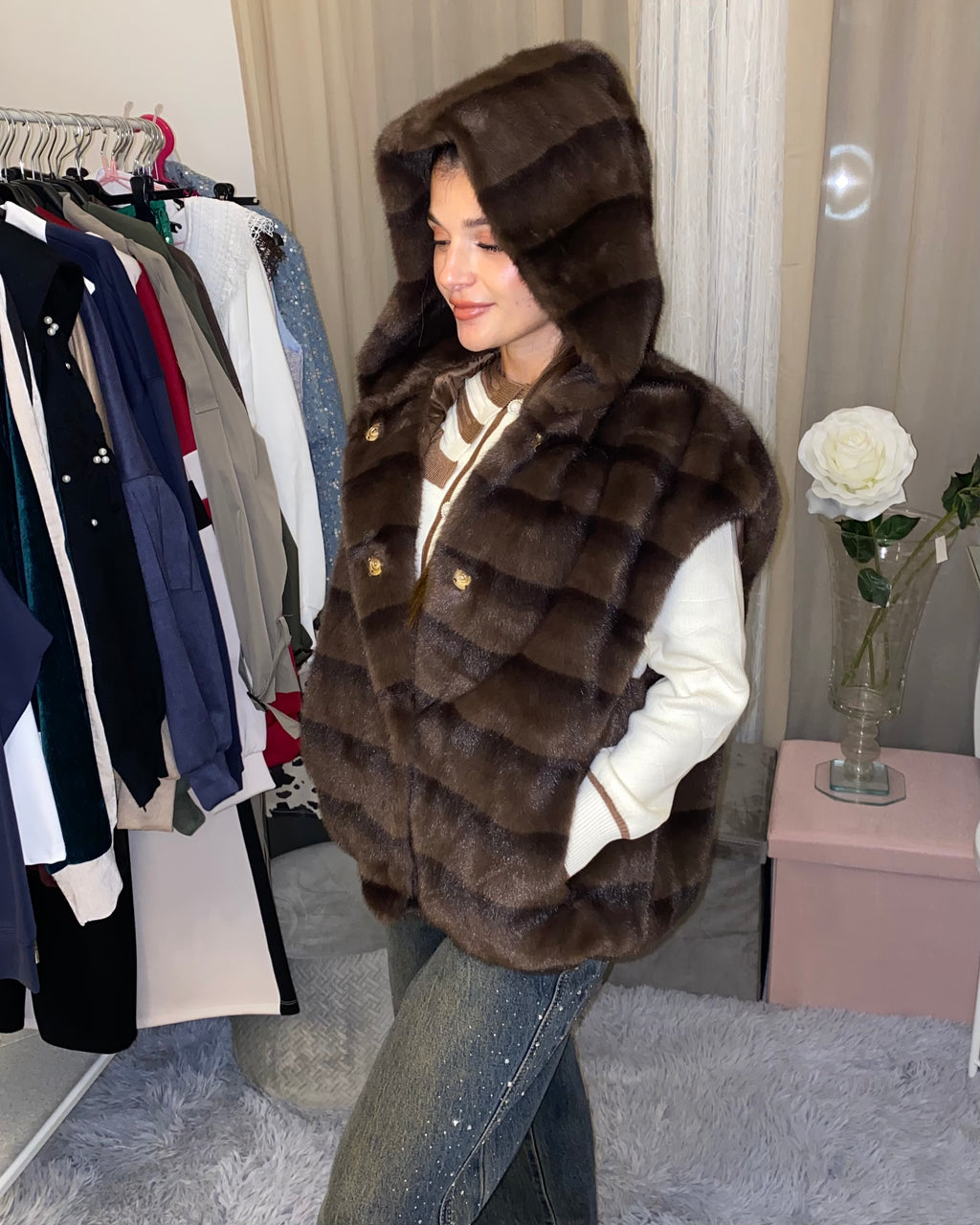 Smanicato ECOFUR similvisone con striature