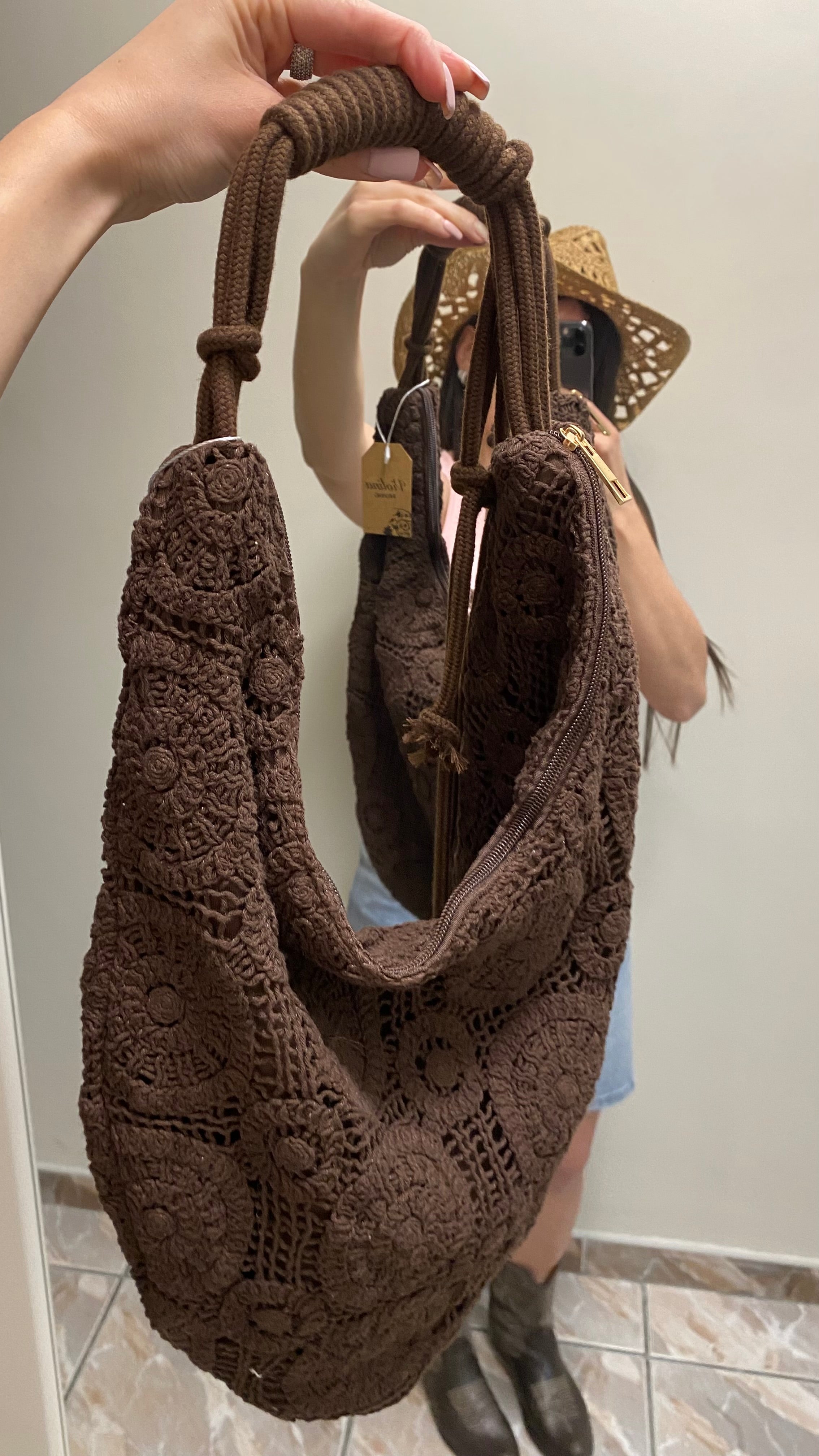Borsa macramé marrone