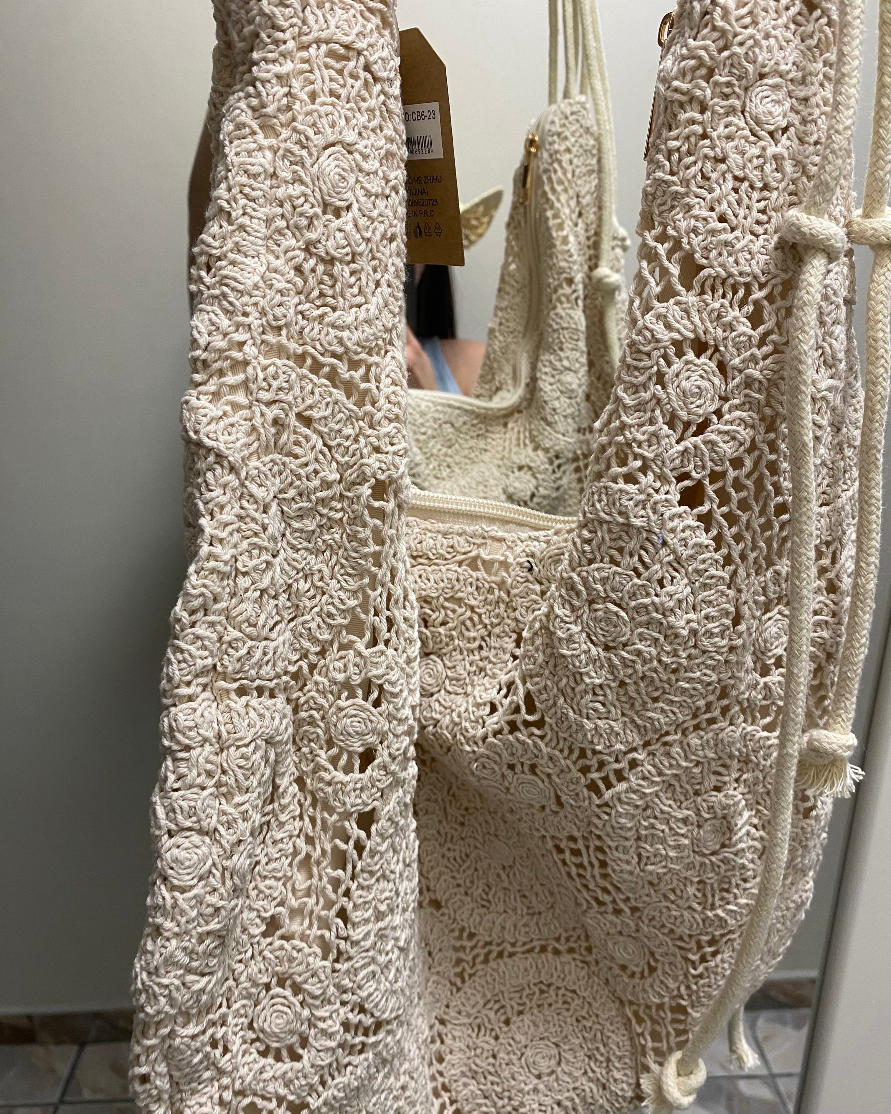 Borsa macramé panna