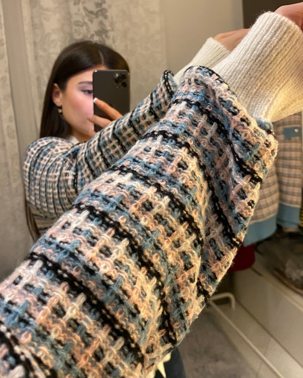 Cardigan Multicolore con bordi bianchi