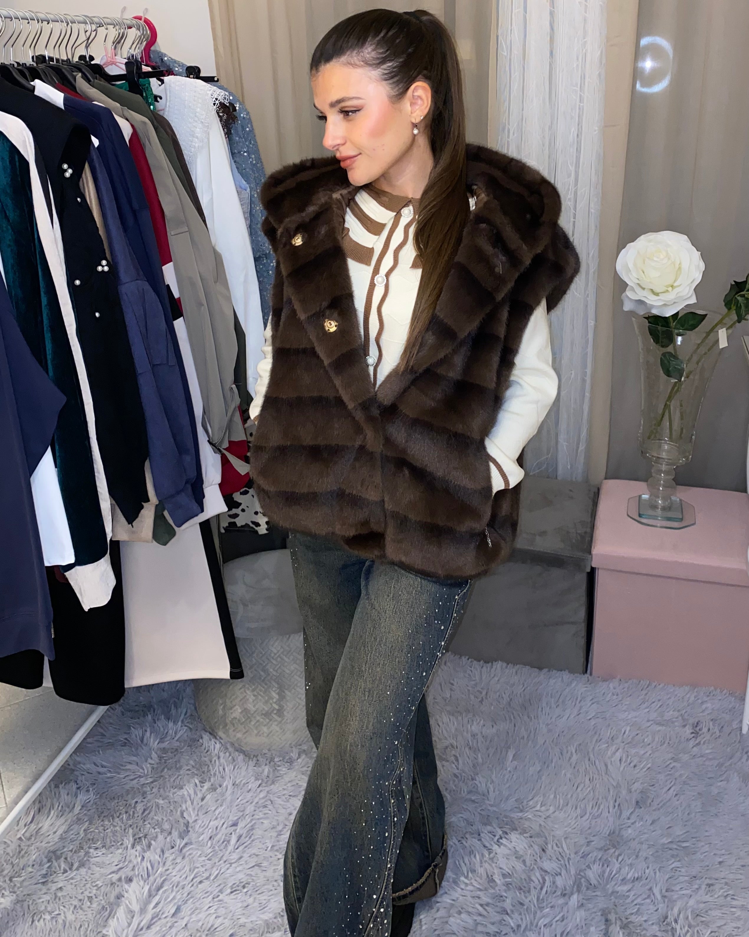 Smanicato ECOFUR similvisone con striature