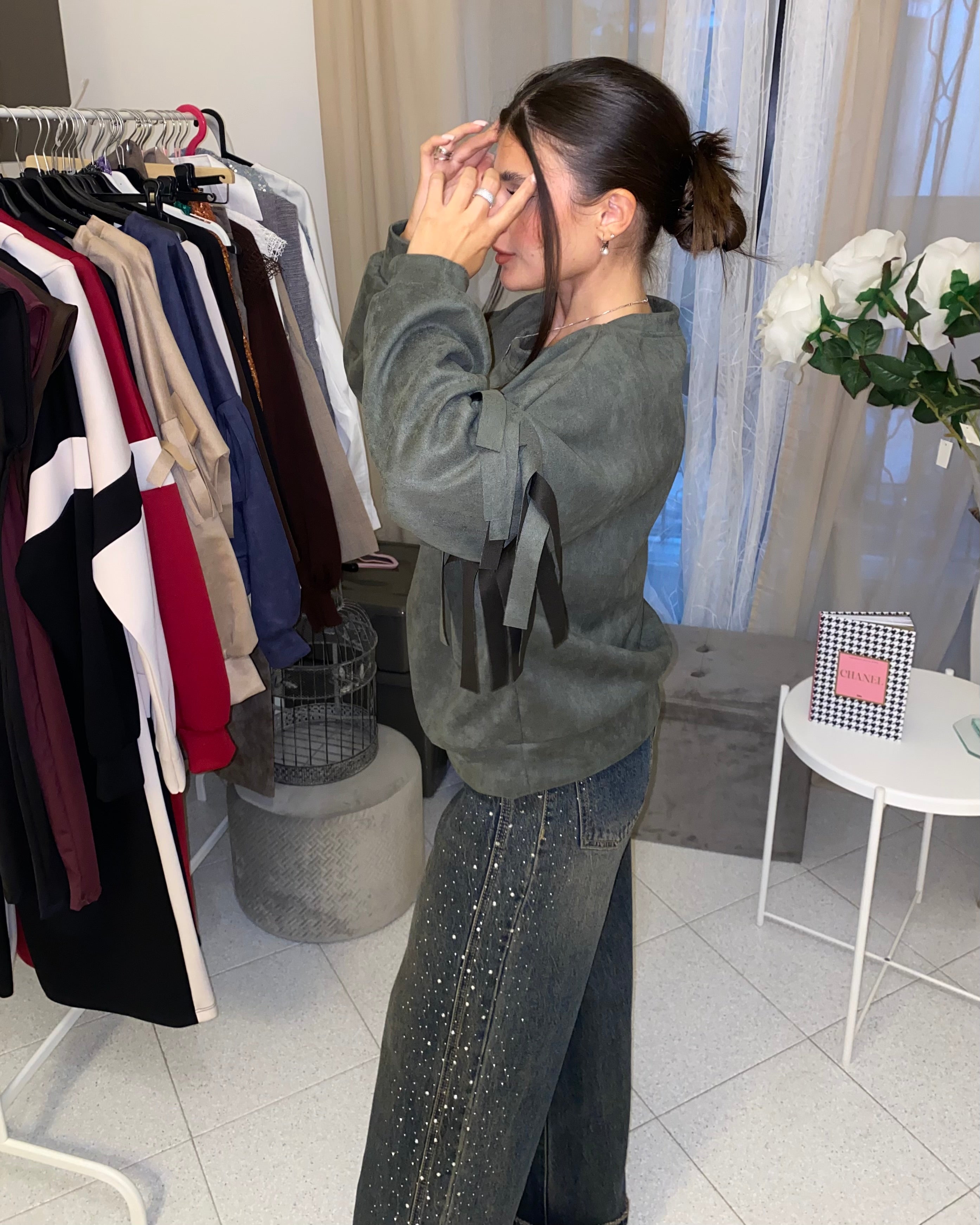 Felpa di renna con frange