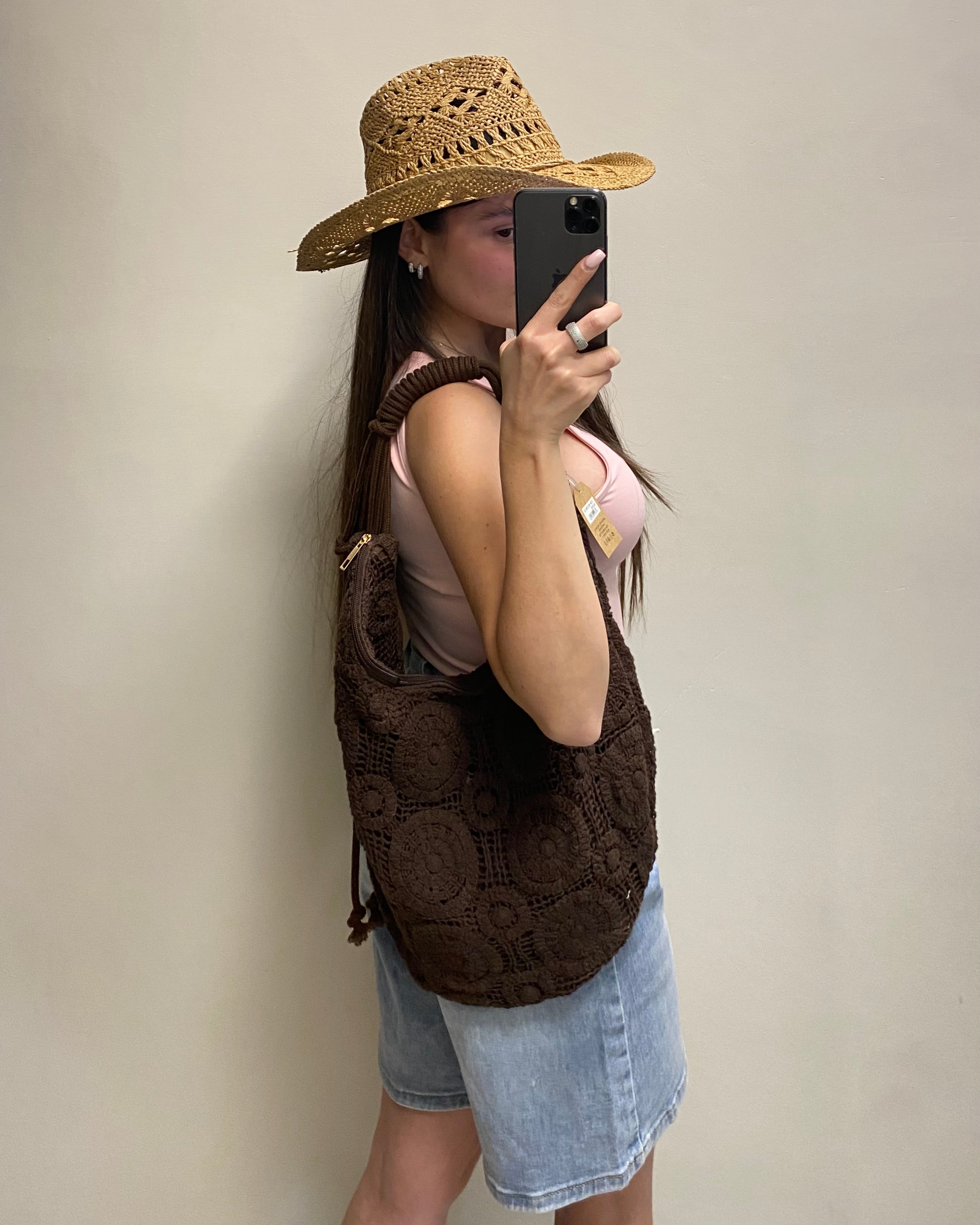 Borsa macramé marrone