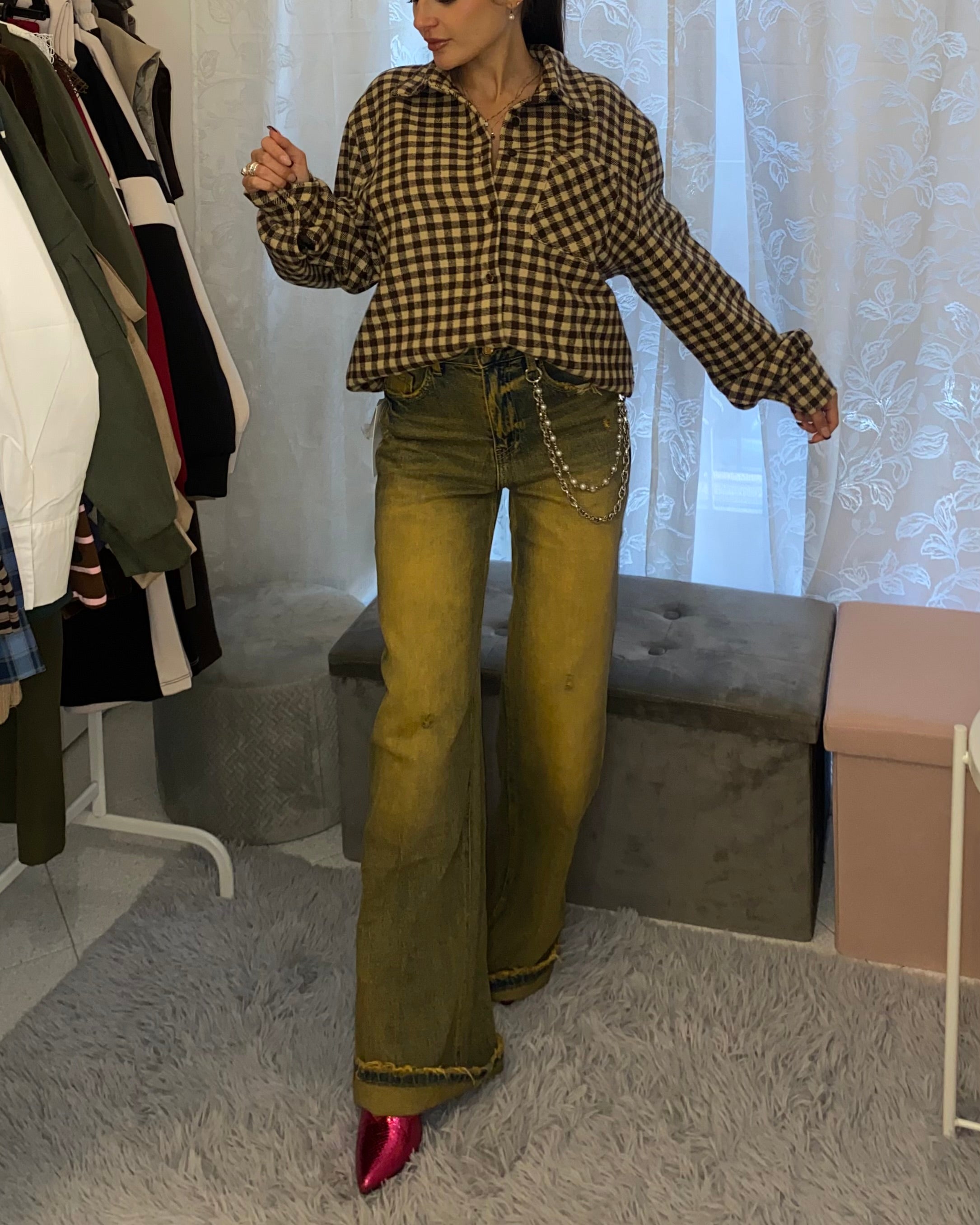 Camicia Quadrotti Brown&Beige