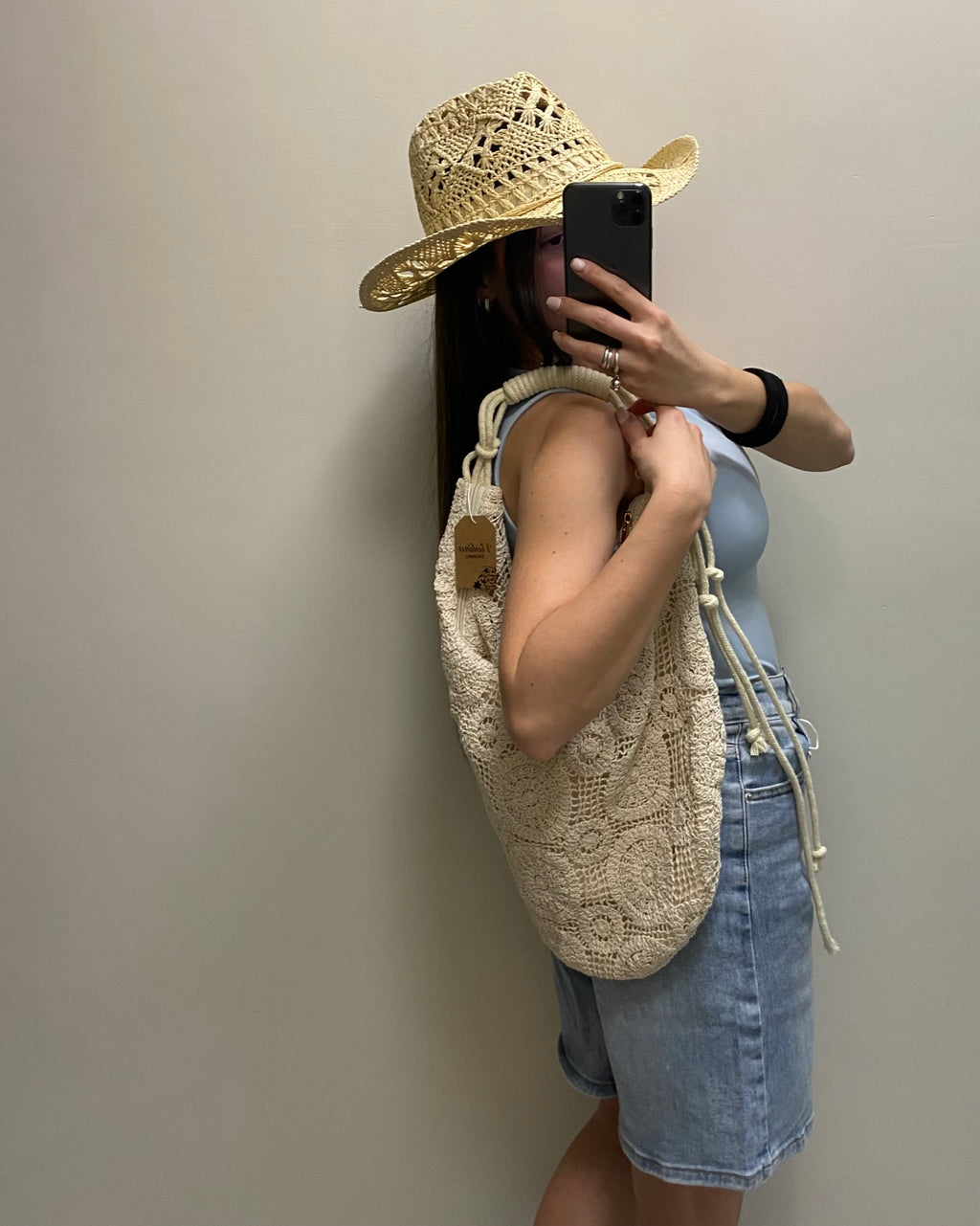 Borsa macramé panna