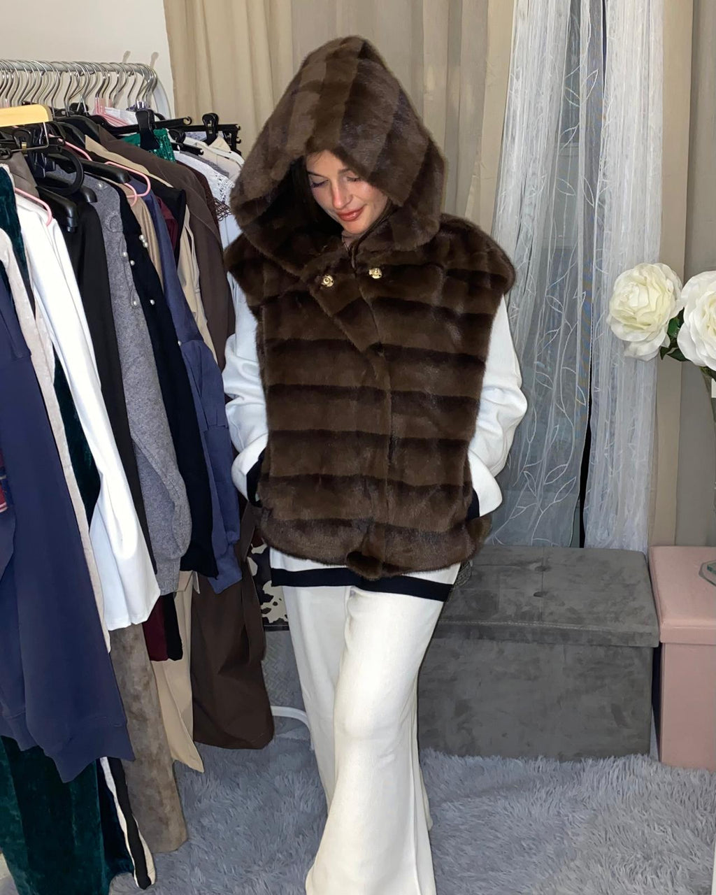 Smanicato ECOFUR similvisone con striature