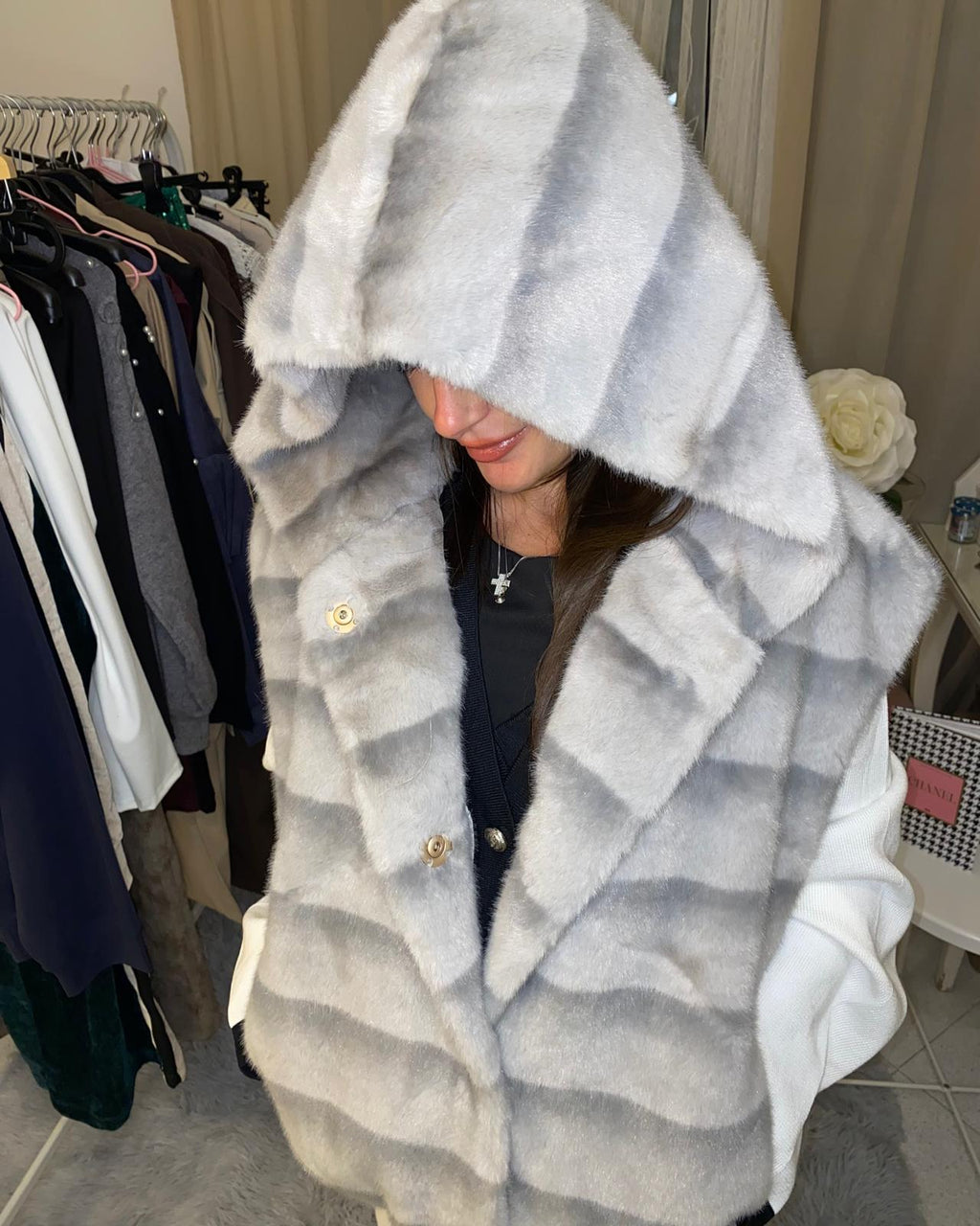 Smanicato ECOFUR similvolpe con striature